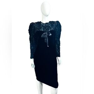 Vintage Guy Laroche Black Velvet & Lace Dress